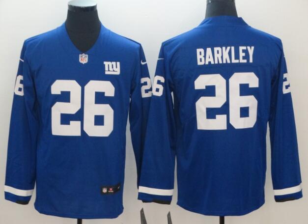 New York Giants #26 Saquon Barkley Long Sleeves Jersey