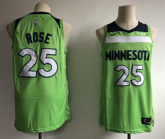 New Men's Minnesota Timberwolves 25 Derrick Rose Green baseetball jersey-004