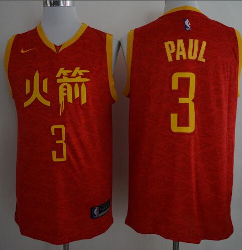 Men's Houston Rockets  3# Chris Paul Nike Red 2018-19 City Edition Swingman Jersey