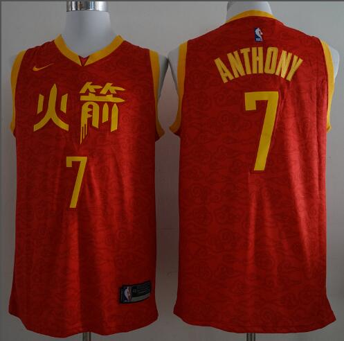 Men's Houston Rockets 7 Carmelo Anthony  Nike Red 2018-19 City Edition Swingman Jersey