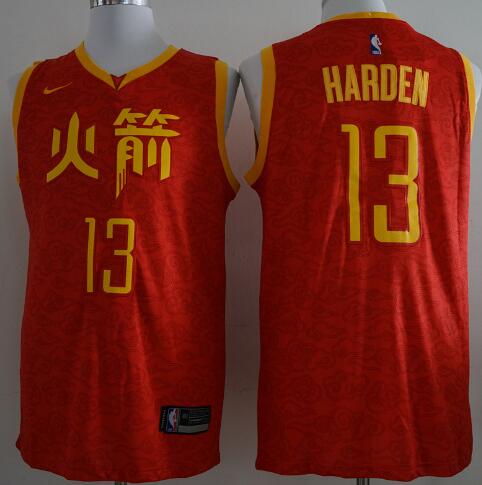 Men's Houston Rockets #13 James Harden Nike Red 2018-19 City Edition Swingman Jersey