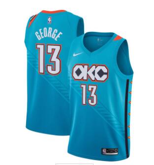 Nike NBA Oklahoma City Thunder #13 Paul George Jersey 2018-19 New Season City Edition Blue Jersey