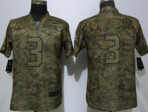 Women Nike Seattle Seahawks 3 Wilson Nike Camo Salute to Service Limited Jersey