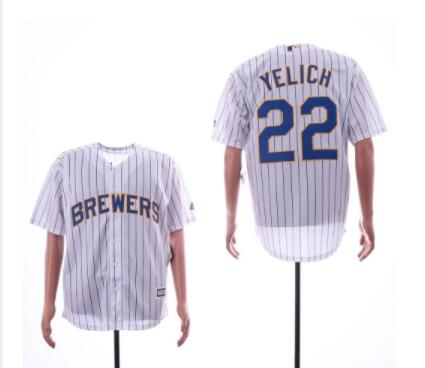 Men's Milwaukee Brewers #22 Christian Yelich White Cool Base Jersey