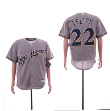 Men's Milwaukee Brewers #22 Christian Yelich Gray Cool Base Jersey