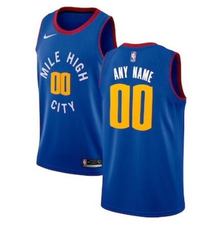 Men's Denver Nuggets Nike Blue Swingman Custom Jersey – Statement Edition