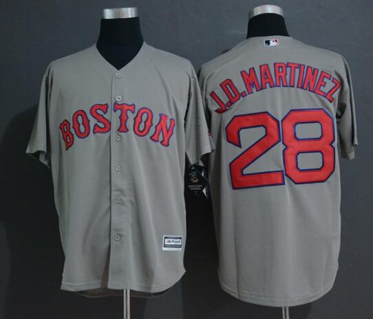 Men's Boston Red Sox J.D. Martinez Majestic Gray Road Official Cool Base Player Jersey