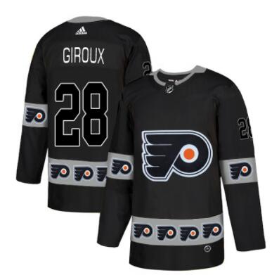 Men's Philadelphia Flyers #28 Claude Giroux Black Team Logos Fashion Adidas Jersey