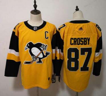 Adidas Pittsburgh Penguins #87 Sidney Crosby Yellow Alternate Stitched NHL Jersey