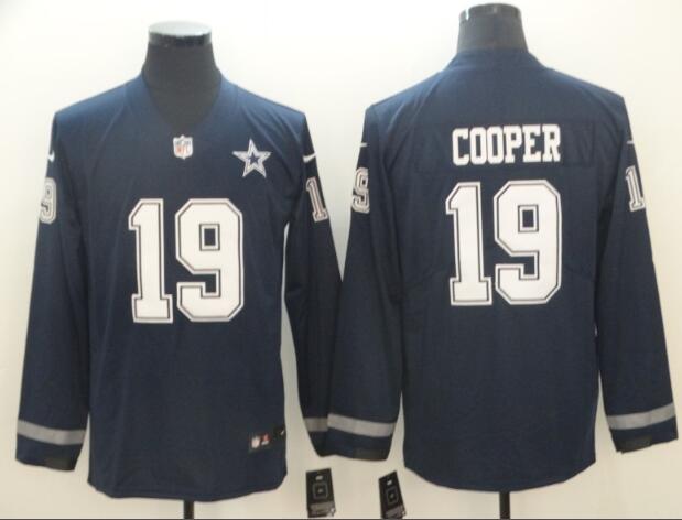 Men Blue Dallas Cowboys 19 Amari Cooper Long Sleeves jersey