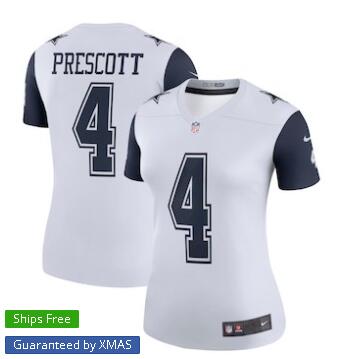 Women's Dallas Cowboys Dak Prescott Nike White Color Rush Legend Jersey