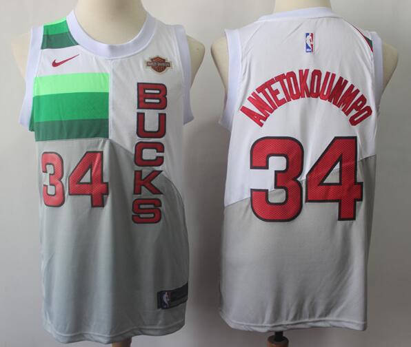 New Nike Milwaukee Bucks #34 Giannis Antetokounmpo Men Earned Edition Jerseyn with Patch