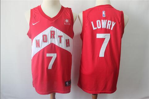 New Nike Men's Toronto Raptors #7 Kyle Lowry Red Earned Edition Jersey