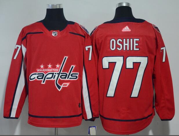 Adidas Capitals #77 T.J Oshie Red Home Authentic  NHL Jersey