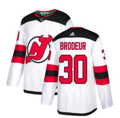 Men's Adidas New Jersey Devils #30 Martin Brodeur White Authentic Stitched NHL Jersey