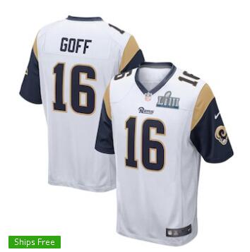 Men's Los Angeles Rams Jared Goff Nike White Super Bowl LIII Bound Game Jersey