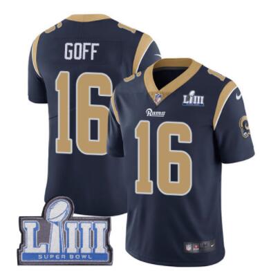 Men's Los Angeles Rams #16 Jared Goff Navy Blue Nike NFL Home Vapor Untouchable Super Bowl LIII Bound Limited Jersey