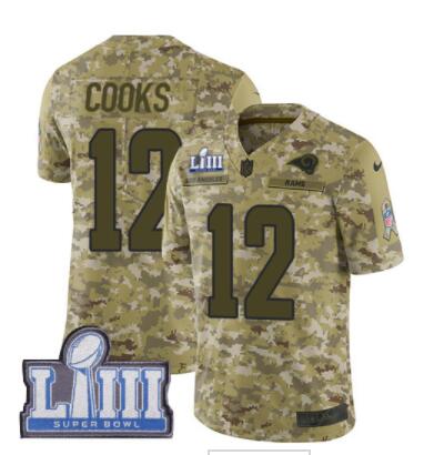 Men's Los Angeles Rams #12 Brandin Cooks Camo Nike NFL 2018 Salute to Service Super Bowl LIII Bound Limited Jersey