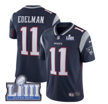 Men's New England Patriots #11 Julian Edelman Navy Blue Nike NFL Home Vapor Untouchable Super Bowl LIII Bound Limited Jersey