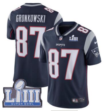 Men's New England Patriots #87 Rob Gronkowski Navy Blue Nike NFL Home Vapor Untouchable Super Bowl LIII Bound Limited Jersey