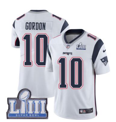 #10 Limited Josh Gordon White Nike NFL Road Men's Jersey New England Patriots Vapor Untouchable Super Bowl LIII Bound