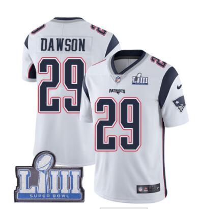 #29 Limited Duke Dawson White Nike NFL Road Men's Jersey New England Patriots Vapor Untouchable Super Bowl LIII Bound