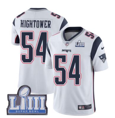 #54 Limited Dont'a Hightower White Nike NFL Road Men's Jersey New England Patriots Vapor Untouchable Super Bowl LIII Bound