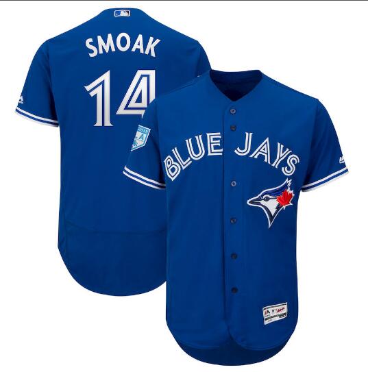 Men Justin Smoak Toronto Blue Jays Majestic 2019 Spring Training Cool Base Player Jersey – Royal