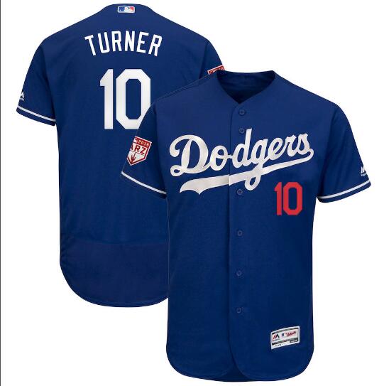 Men's 2019 Spring Training Los Angeles Dodgers #10 Justin Turner  Blue Stitched Jersey