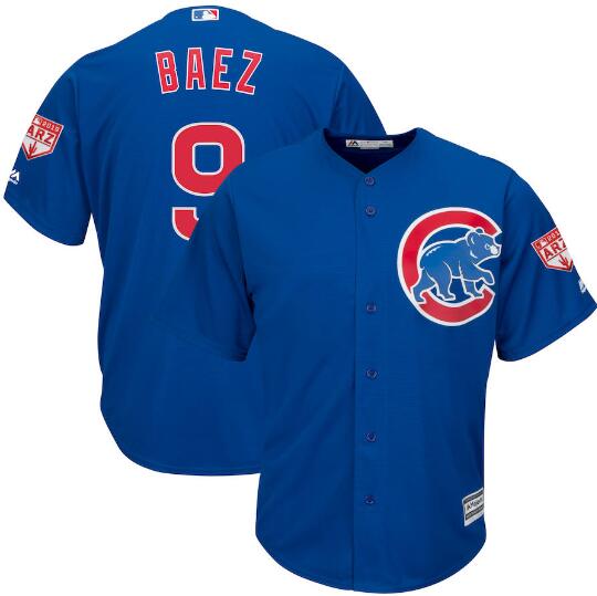 Men's Chicago Cubs 9 Javier Baez 2019 Spring Training Stitched Jersey