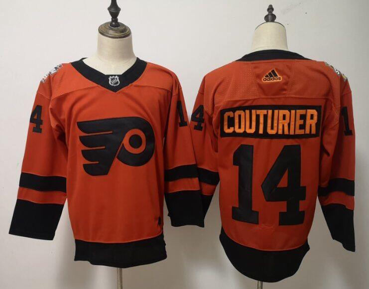 Men's Philadelphia Flyers  #14 Sean Couturier adidas Orange 2019 NHL Stadium Series Player Jersey