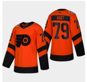 Men's #79 Carter Hart Flyers Coors Light 2019 Stadium Series Orange Authentic Jersey