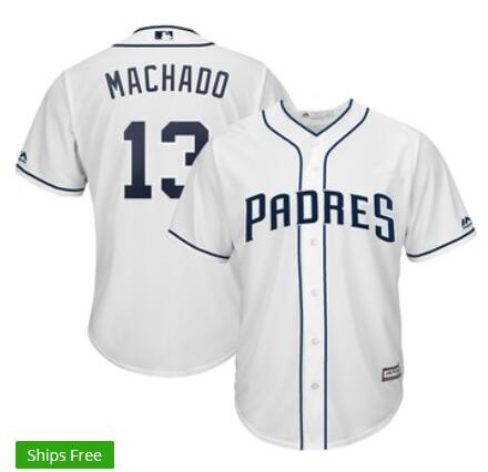 Men's San Diego Padres Manny Machado Majestic White Official Cool Base Player Jersey