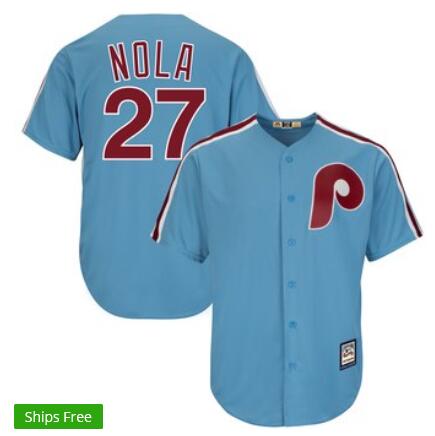 Men's Philadelphia Phillies Aaron Nola Majestic Light Blue Alternate Official Cool Base Cooperstown Player Jersey