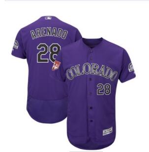 Men's Colorado Rockies 28 Nolan Arenado Majestic Purple 2019 Spring Training   Jersey