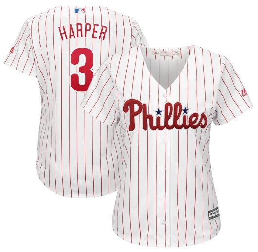 Women's Philadelphia Phillies Bryce Harper Majestic White Home Cool Base Replica Player Jersey