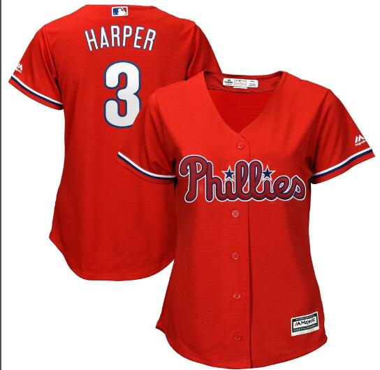 Women's Philadelphia Phillies Bryce Harper Majestic Scarlet Cool Base Replica Player Jersey