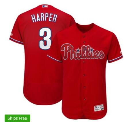 Men's Philadelphia Phillies Bryce Harper Majestic Scarlet Flexbase Authentic Collection Player Jersey