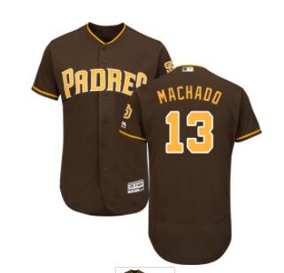 Men's San Diego Padres #13 Manny Machado Brown Stitched Baseball Jersey