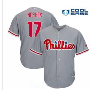 Men's Philadelphia Phillies #17 Pat Neshek Gray Home Stitched MLB Majestic Cool Base Jersey