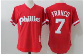 Men's Philadelphia Phillies #7 Maikel Franco Red Throwback Mesh Batting Practice Stitched MLB Mitchell & Ness Jersey