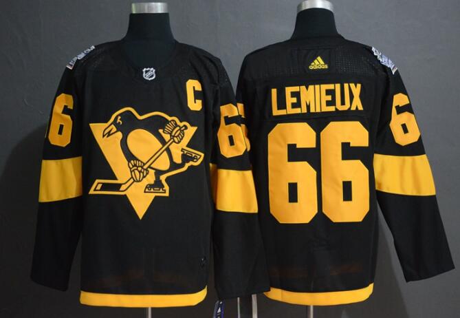Men's Pittsburgh Penguins #66 Mario Lemieux Branded Black 2019 NHL Stadium Series Breakaway Player Jersey