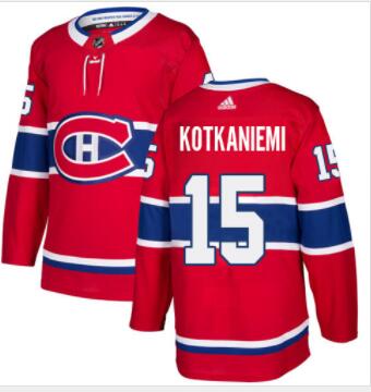 #15 Adidas Premier Jesperi Kotkaniemi Men's Red NHL Jersey - Home Montreal Canadiens