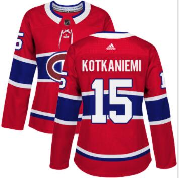 #15 Adidas Premier Jesperi Kotkaniemi Women's Red NHL Jersey - Home Montreal Canadiens