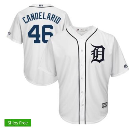 Men's Detroit Tigers Jeimer Candelario Majestic White Home Cool Base Player Jersey
