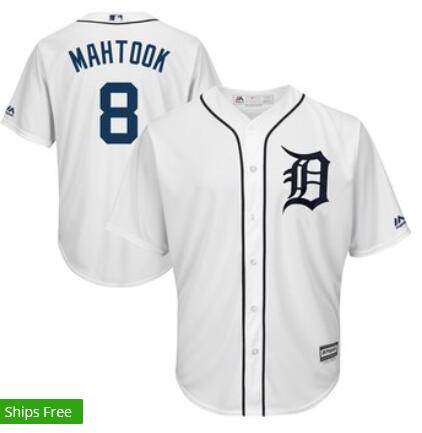 Men's Detroit Tigers Mikie Mahtook Majestic White Home Cool Base Player Jersey