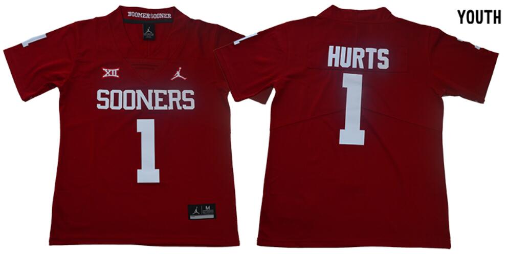 Youth Oklahoma Sooners 2 Jalen Hurts College Football Jersey
