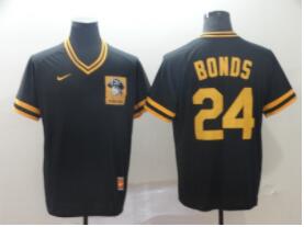 Men's Pittsburgh Pirates 24 Barry Bonds Black Throwback Jersey