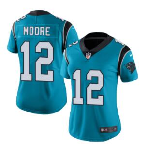 Nike Panthers #12 DJ Moore Blue Alternate Women's Stitched NFL Vapor Untouchable Limited Jersey