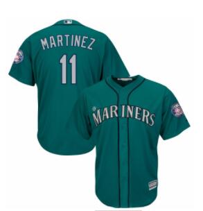 Men's Seattle Mariners 11 Edgar Martinez Green 2019 Hall of Fame Induction Patch Cool Base Jersey